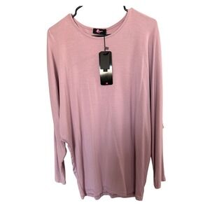 NWT Mayas Place Shirt M Lavender Lounge Soft Casual Minimal Dolman Sleeve Tunic